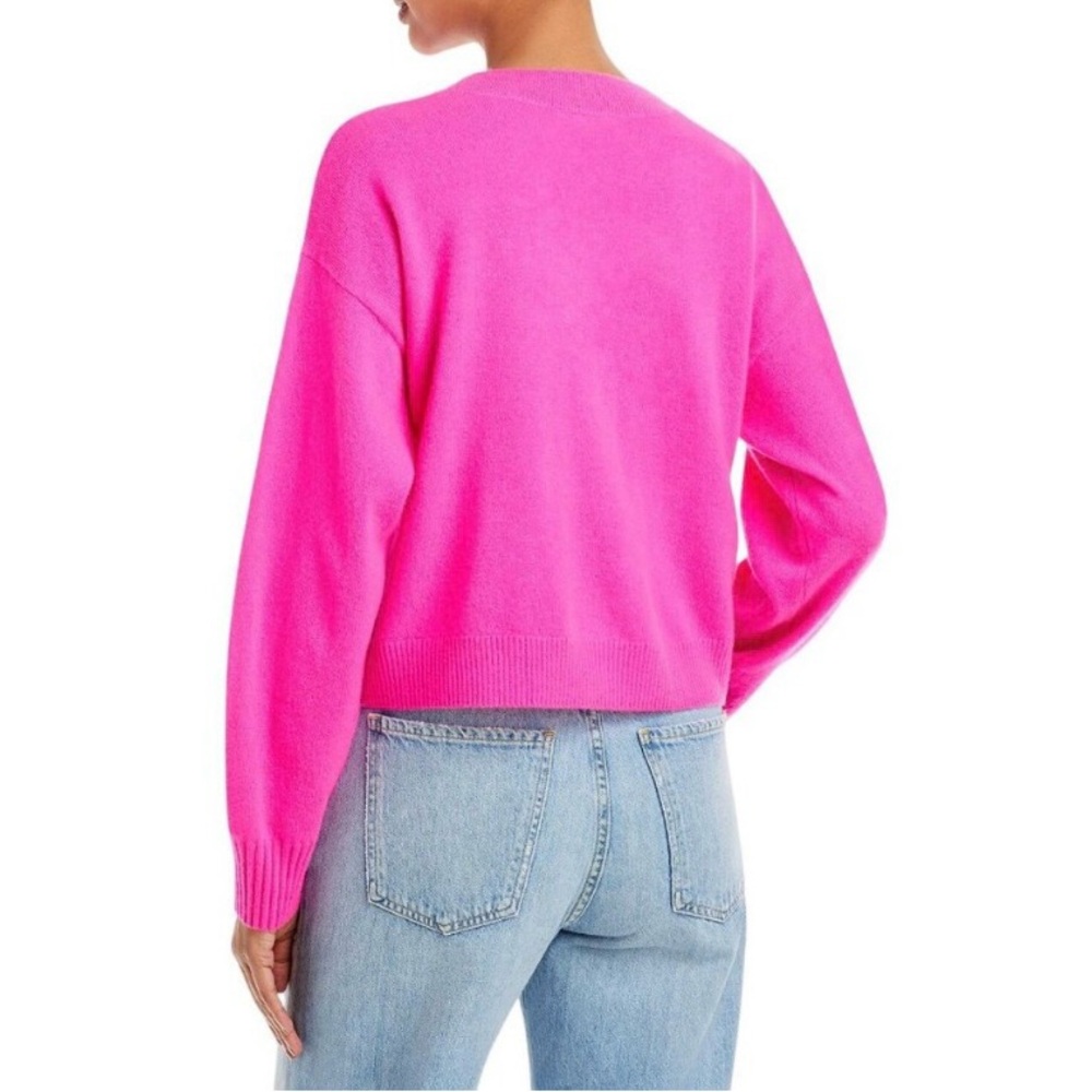Aqua Womens Front Button Cashmere V-Neck Cardigan Sweater V10337 Neon Pink L - Picture 14 of 16